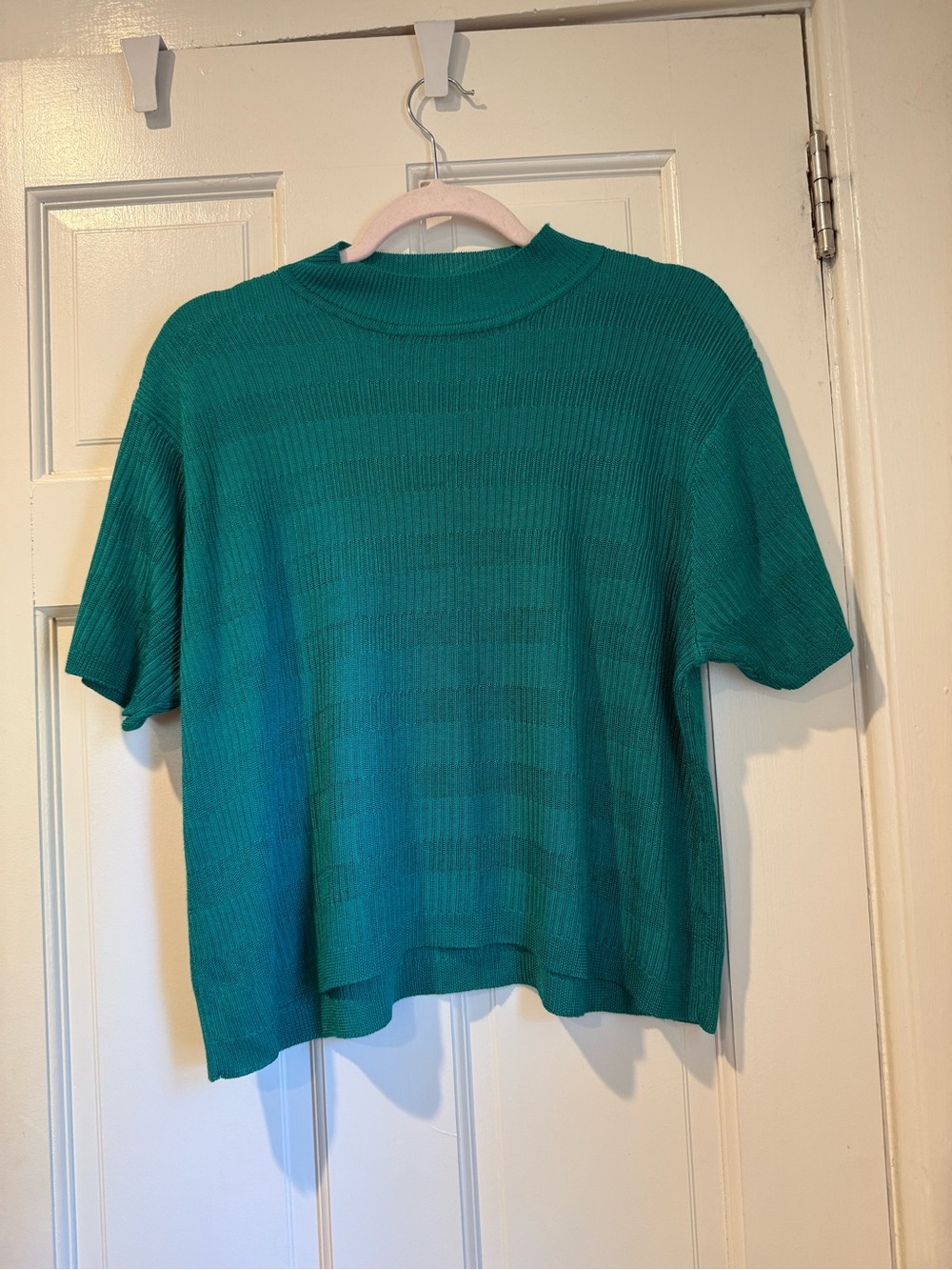 Vintage 1990s Norton McNaughton Short-Sleeve Knit Top in gorgeous Teal Green